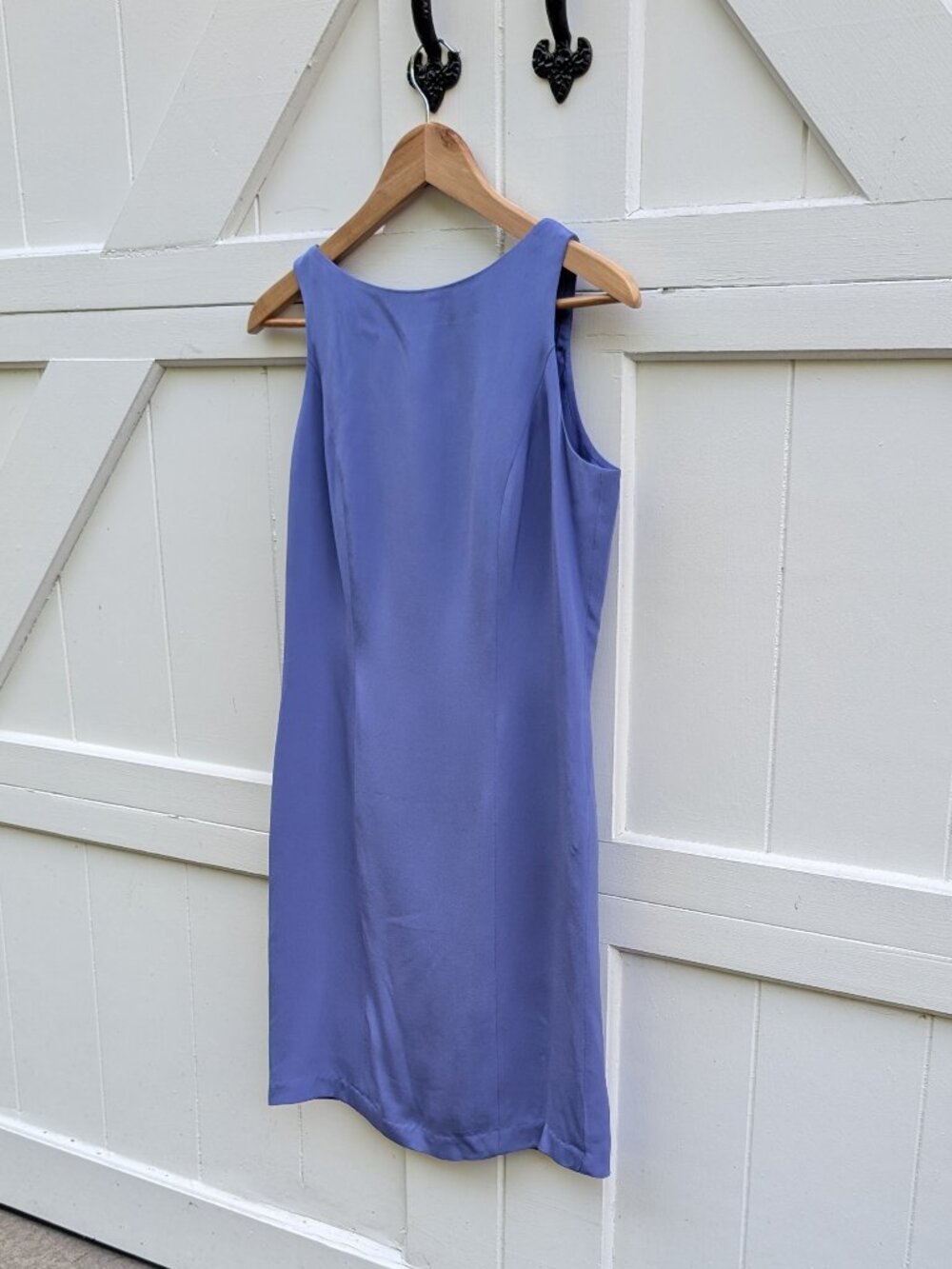 Vintage 90s Valerie Dresses Periwinkle Blue 100% Pure Silk Shift Dress (Size 4)